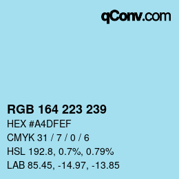 Color code: RGB 164 223 239 | qconv.com
