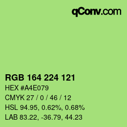 Color code: RGB 164 224 121 | qconv.com
