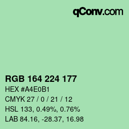 Código de color: RGB 164 224 177 | qconv.com