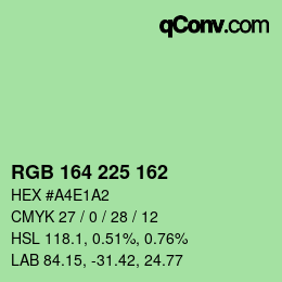 Color code: RGB 164 225 162 | qconv.com