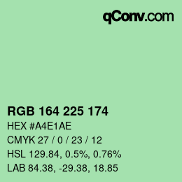 Color code: RGB 164 225 174 | qconv.com