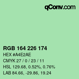 Color code: RGB 164 226 174 | qconv.com