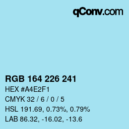 Color code: RGB 164 226 241 | qconv.com