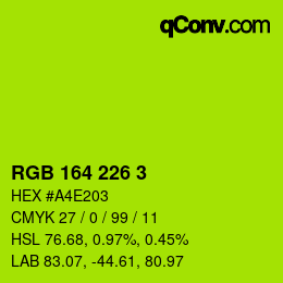 Color code: RGB 164 226 3 | qconv.com