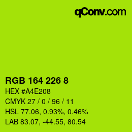 Color code: RGB 164 226 8 | qconv.com