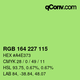 Color code: RGB 164 227 115 | qconv.com