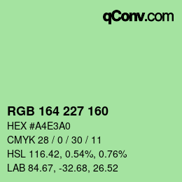 Color code: RGB 164 227 160 | qconv.com