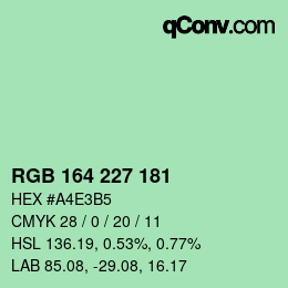 カラーコード: RGB 164 227 181 | qconv.com