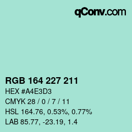 Color code: RGB 164 227 211 | qconv.com