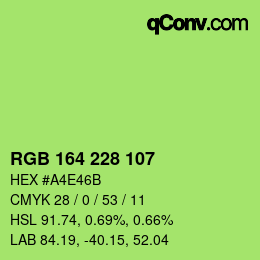 Farbcode: RGB 164 228 107 | qconv.com