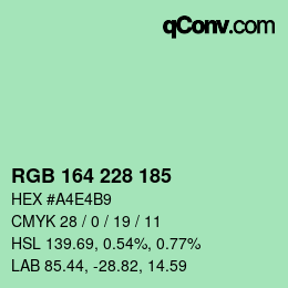 Color code: RGB 164 228 185 | qconv.com