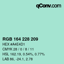 Color code: RGB 164 228 209 | qconv.com