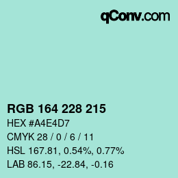 Color code: RGB 164 228 215 | qconv.com