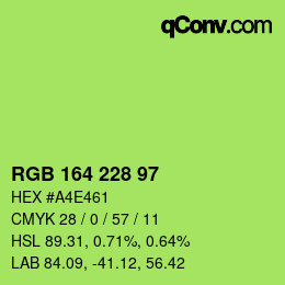 Color code: RGB 164 228 97 | qconv.com