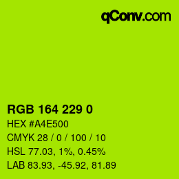 Farbcode: RGB 164 229 0 | qconv.com