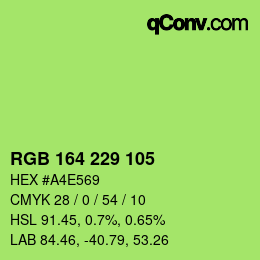 Color code: RGB 164 229 105 | qconv.com
