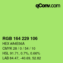 Color code: RGB 164 229 106 | qconv.com