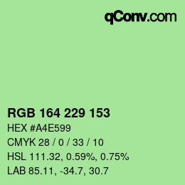 カラーコード: RGB 164 229 153 | qconv.com