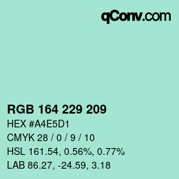 Color code: RGB 164 229 209 | qconv.com