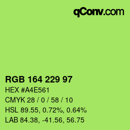 Color code: RGB 164 229 97 | qconv.com