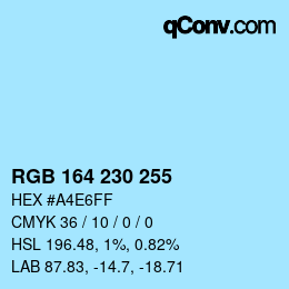 Color code: RGB 164 230 255 | qconv.com