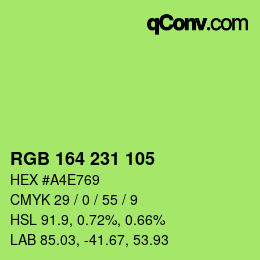 Color code: RGB 164 231 105 | qconv.com