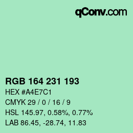 カラーコード: RGB 164 231 193 | qconv.com