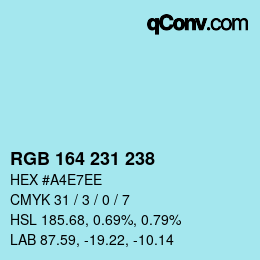 Color code: RGB 164 231 238 | qconv.com