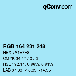 カラーコード: RGB 164 231 248 | qconv.com