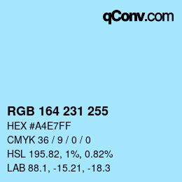 Color code: RGB 164 231 255 | qconv.com
