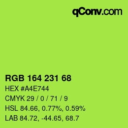 Color code: RGB 164 231 68 | qconv.com