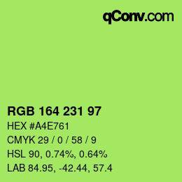 Color code: RGB 164 231 97 | qconv.com