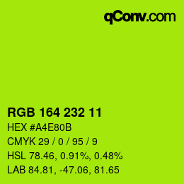 Color code: RGB 164 232 11 | qconv.com
