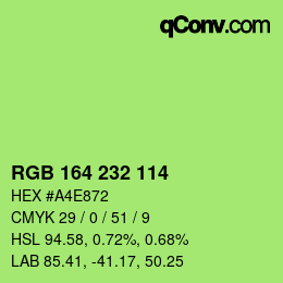 Color code: RGB 164 232 114 | qconv.com