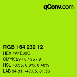 Farbcode: RGB 164 232 12 | qconv.com