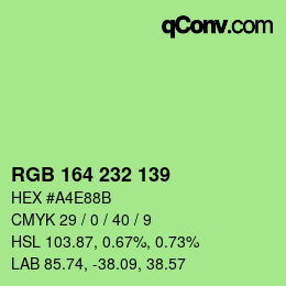 Color code: RGB 164 232 139 | qconv.com