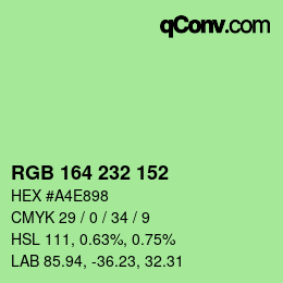 Color code: RGB 164 232 152 | qconv.com