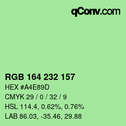 Color code: RGB 164 232 157 | qconv.com