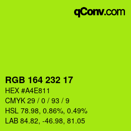 Color code: RGB 164 232 17 | qconv.com
