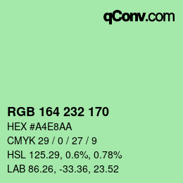 Color code: RGB 164 232 170 | qconv.com