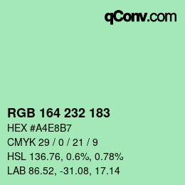 Color code: RGB 164 232 183 | qconv.com