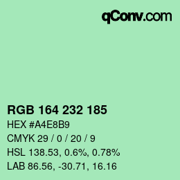 Color code: RGB 164 232 185 | qconv.com