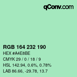 Color code: RGB 164 232 190 | qconv.com