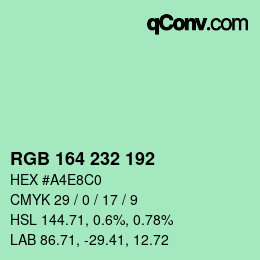 Farbcode: RGB 164 232 192 | qconv.com
