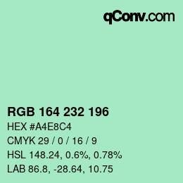 Color code: RGB 164 232 196 | qconv.com