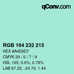 Color code: RGB 164 232 215 | qconv.com