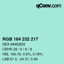 Color code: RGB 164 232 217 | qconv.com