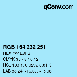 Color code: RGB 164 232 251 | qconv.com