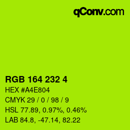 Color code: RGB 164 232 4 | qconv.com