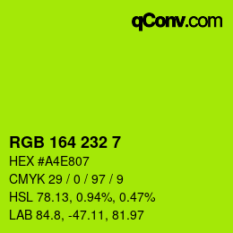 Color code: RGB 164 232 7 | qconv.com